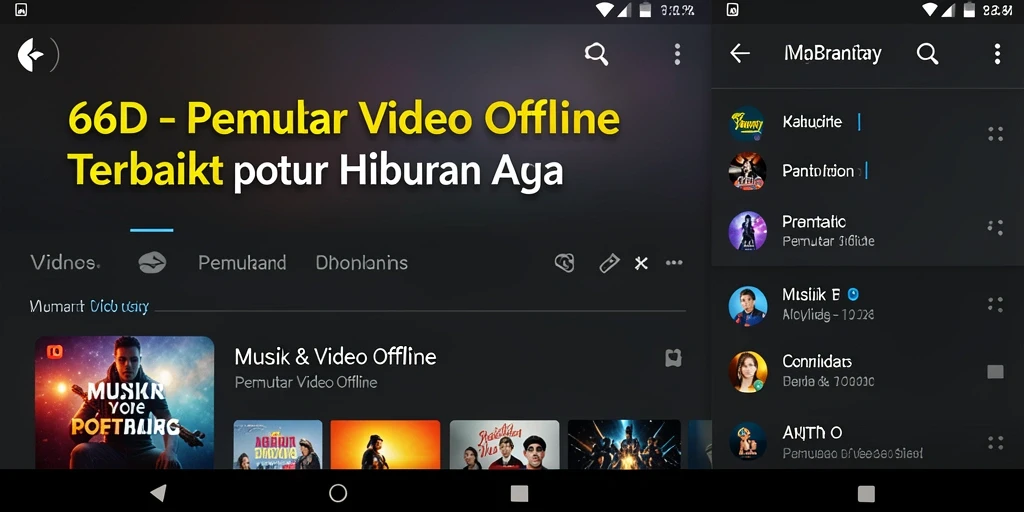 Tampilan antarmuka 66D untuk pemutar video offline yang sederhana dan mudah digunakan.