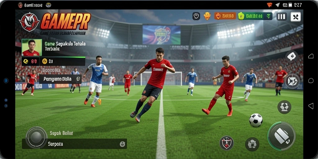 Antarmuka GAMERP menampilkan aksi Sepak Bola yang seru dan interaktif.