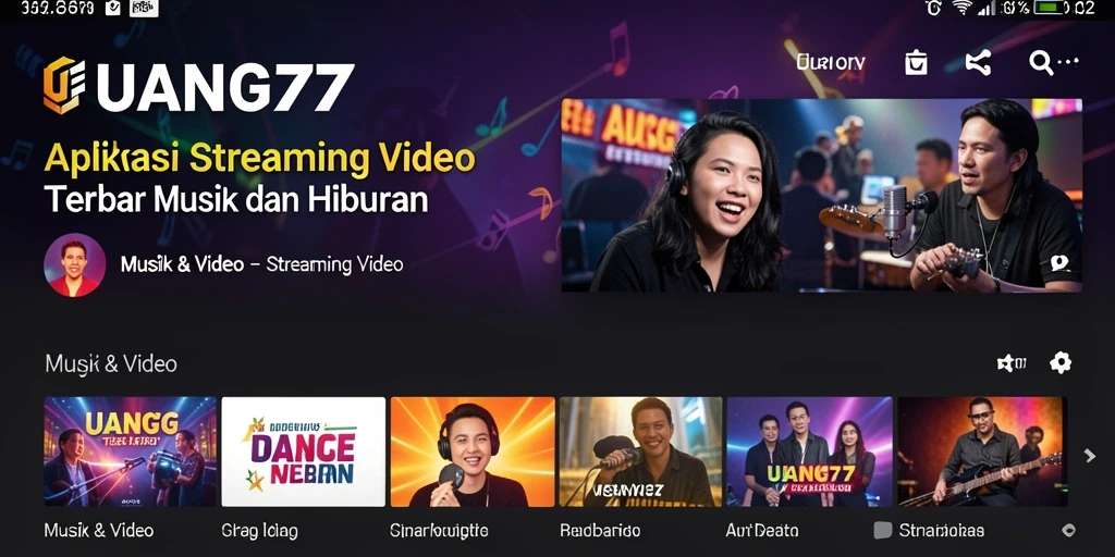 Antarmuka aplikasi UANG77 menampilkan berbagai pilihan streaming video yang menarik.